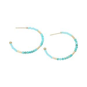 Tigerstars Turquoise Beaded Hoop Earrings
